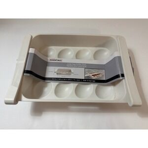 Storage Essentials White Large Egg Holder Shelf Fridge Organizer Drawer 12 Count